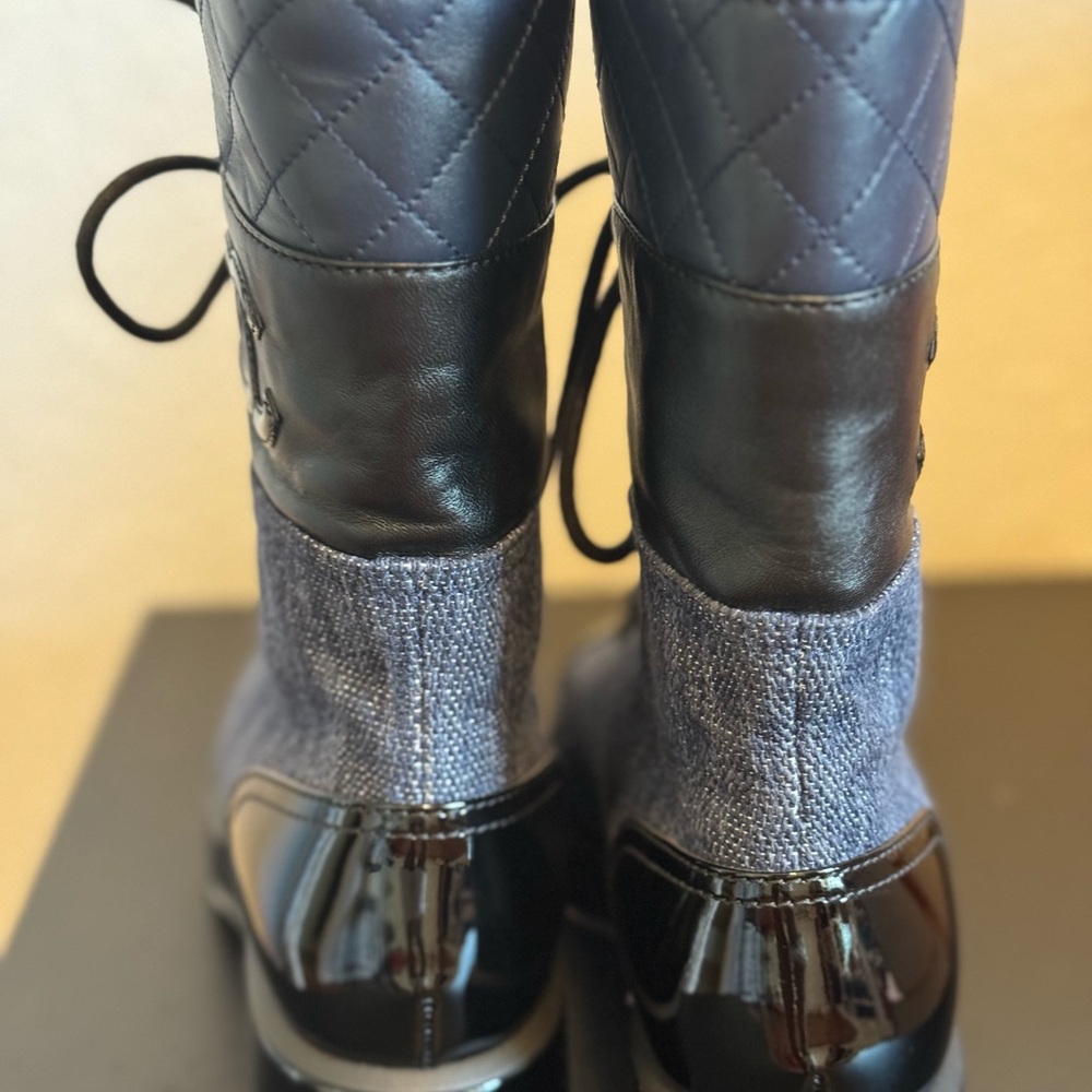 Chanel Lace Up Combat Boot Navy and Black - Picture 3 of 12